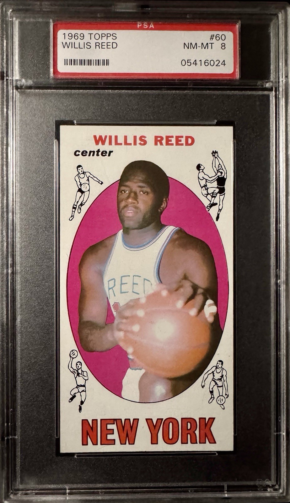 1969 Topps Basketball #60 Willis Reed RC Knicks HOF Rookie PSA 8 NM-MT