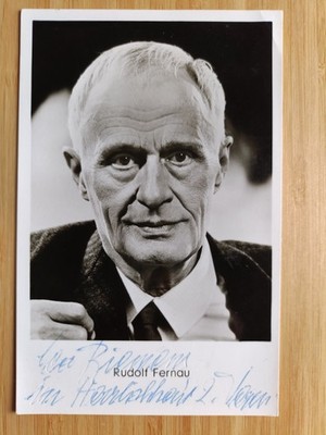 Fernau, Rudolf. 9x14 Photo Postcard with Text and Signature Autographs, 1974
