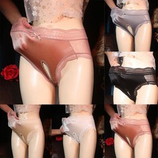 Fashion Briefs Women Crotchless High Strech Knickers Lace Sheer Panties