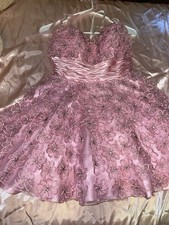 Y2K Jovani Pink Satin Floral Beaded Embroidered Fit & Flare Dress, Sweetheart 4