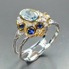 Vintage ring Natural Blue Topaz Ring 925 Sterling Silver Size 8 /R471382