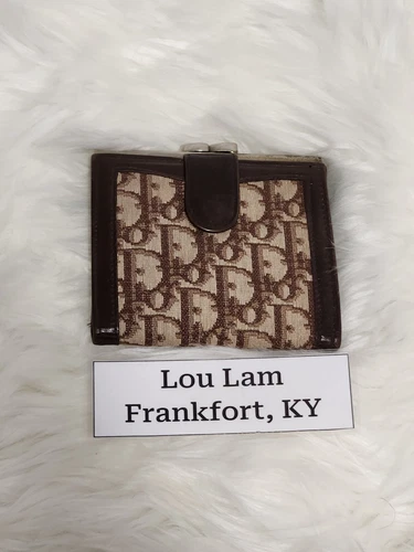 Portefeuille trotteur Christian Dior vintage marron avec défauts à l'intérieur