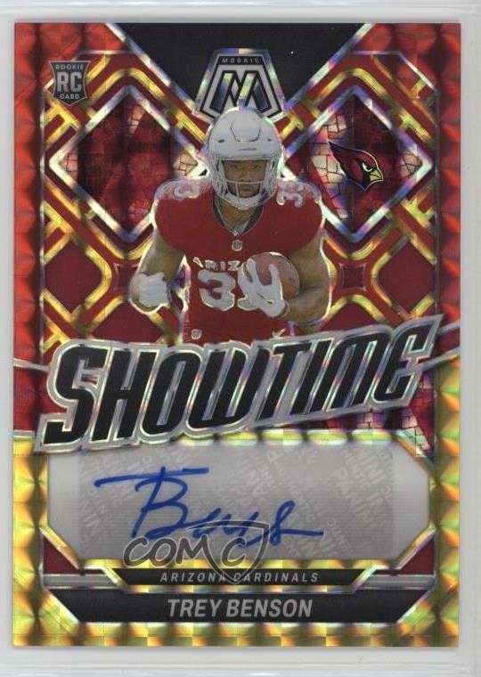 2024 Panini Mosaic Choice Fusion Red & Yellow Prizm Trey Benson Rookie Auto RC