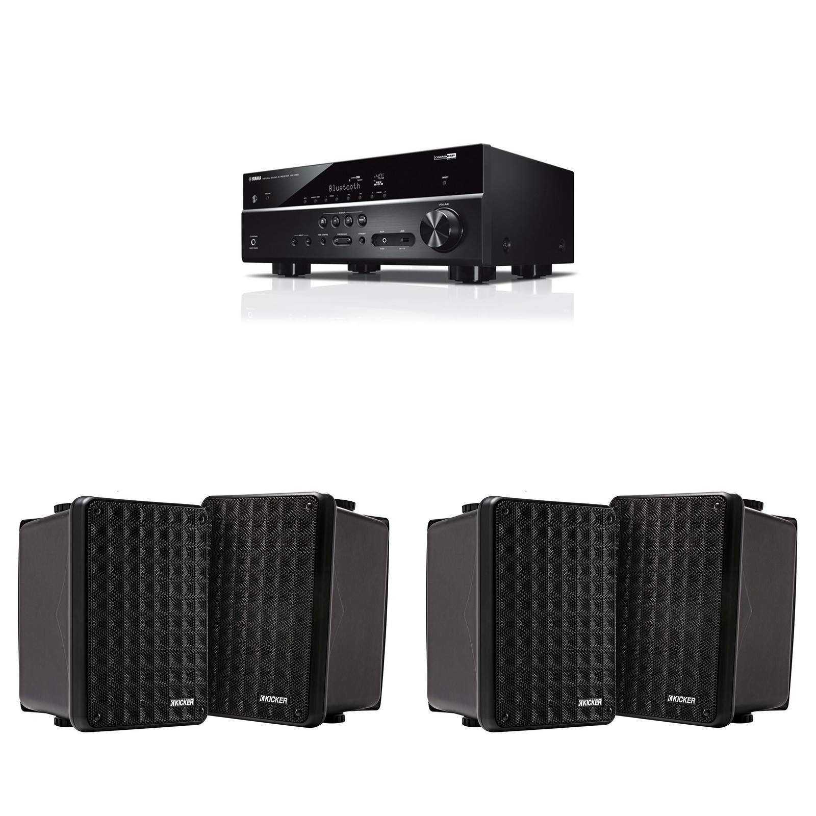 RX-V385 5.1 Channel 4K AV Receiver w/ ( 2 Pair ) Kicker KB6B