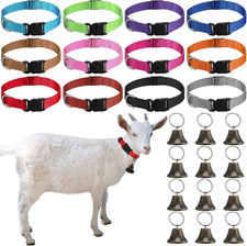 12 Sets Goat Collars with Bells Horse Sheep Grazing Cow Bells Adjustable Nylon D