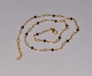 Authentic 4mm Glass beads gold plated Rosary style necklace, Handmade beaded necklace