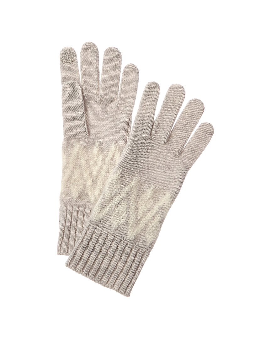 Перчатки женские из смеси шерсти и ангоры Hannah Rose Sunburst Fairisle серого цвета