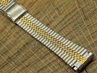 Vintage Speidel NOS Unused Watch Band Sliding Clasp 2 tone Stainless 10mm-12mm