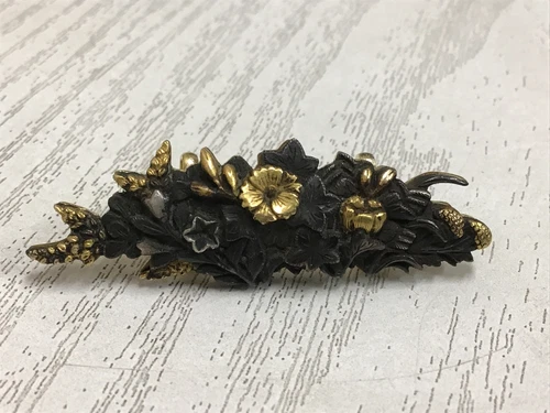 Y2653 OBIDOME Metalwork menuki K18 metal fittings JAPANESE KIMONO SASH CLIP - Picture 1 of 12