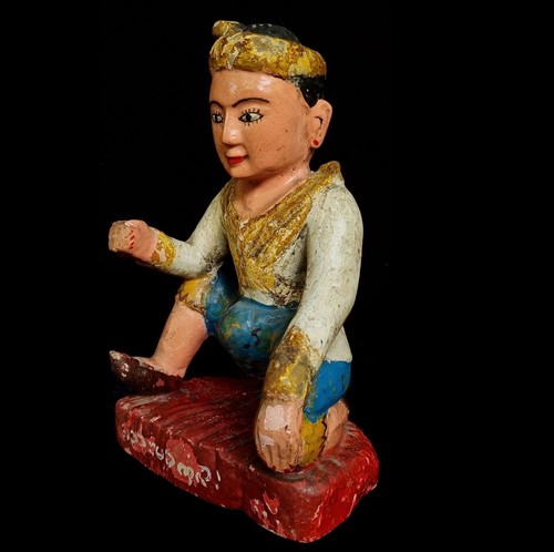 Antique Mandalay Nat Spirit Sculpture Burmese Carved Wooden Guardian Statue Art - Picture 4 of 13