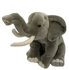 FAO Schwarz Grey Elephant Stuffed Plush Circus Zoo Safari Jungle Trunk Up
