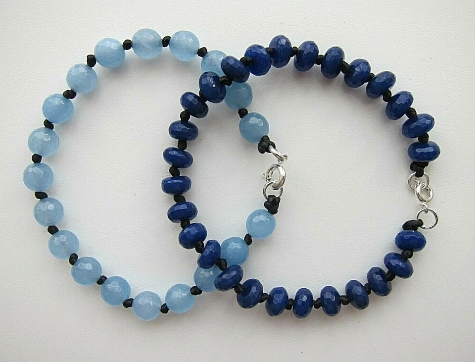 Pulseras con cuentas de gemas en cordón con anillo de perno - unisex. Foto 2 de 4