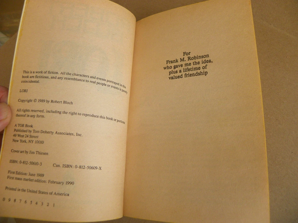 Tor Horror 1990 1st thus Robert Bloch LORI pb Foto 4 de 4