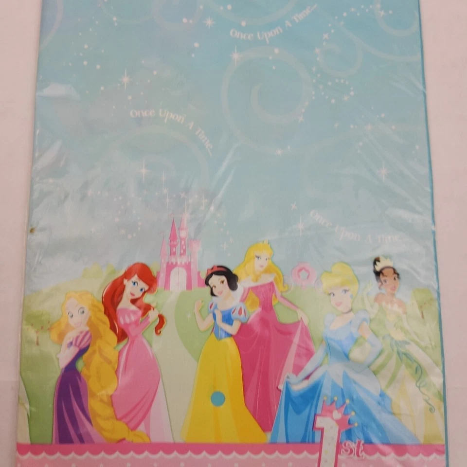 Disney Princesses 1st Birthday Plastic Table Cover 54x102 Vintage Hallmark 2012 - Image 3 of 4