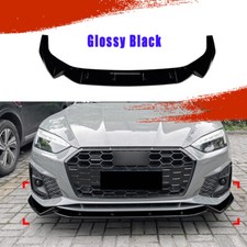 Glossy Black Front Bumper Lip Splitter Spoiler Body Chin For Audi A5 2021-2024 Glossy Black Front Bumper Lip Splitter Spoiler Body Chin For Audi A5 2021-2024
