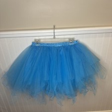 Blue Tulle Tutu Skirt Elastic Waist Layered Diamond Shape Polyester Adult