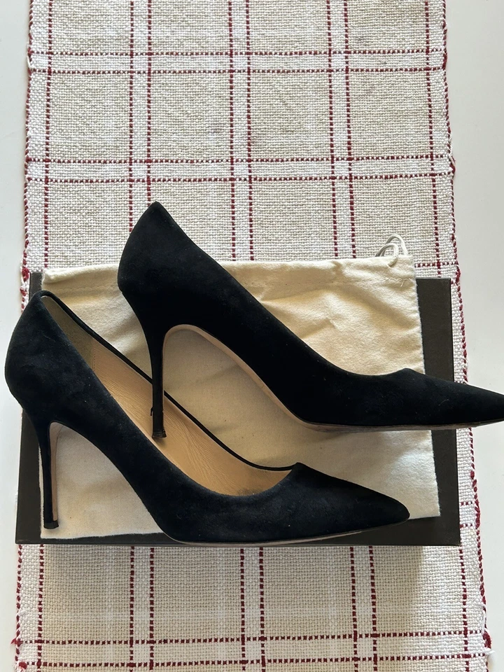 J. Crew Women’s Elsie Suede, Black High Heel Pumps, Size 9.5 Made in Italy - Image 2 of 4