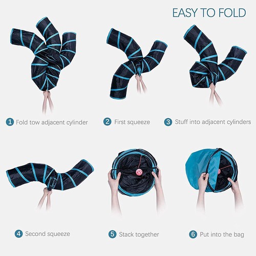 5 Way Pop Up Tunnel Tube Pet Cat Tunnel Rabbit Puppy Kitten Play Interactive Toy - Picture 20 of 20
