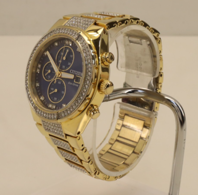 Citizen Men's Watch CA0752-58L Eco Drive Blue Dial Chrono Gold