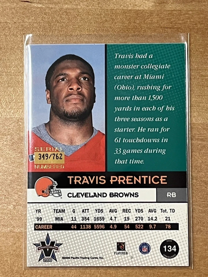 2000 Pacific Vanguard Travis Prentice Rookie / 762 - Image 2 of 2