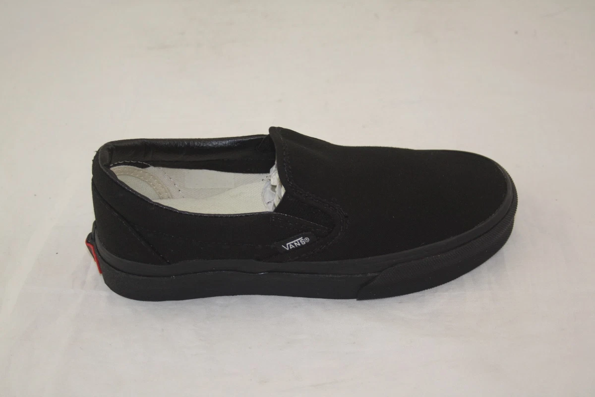 Vans black canvas slip on sale