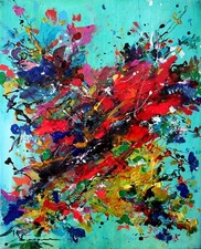 oeuvre tableau KSPERSEE peinture mixed abstrait toile chassis signe coté drouot