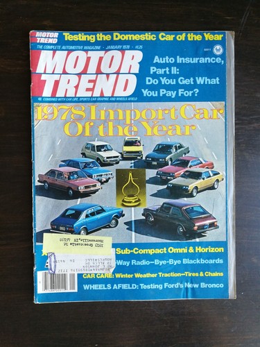 Motor Trend Magazine January 1978 Toyota Celica Dodge Omni Ford 