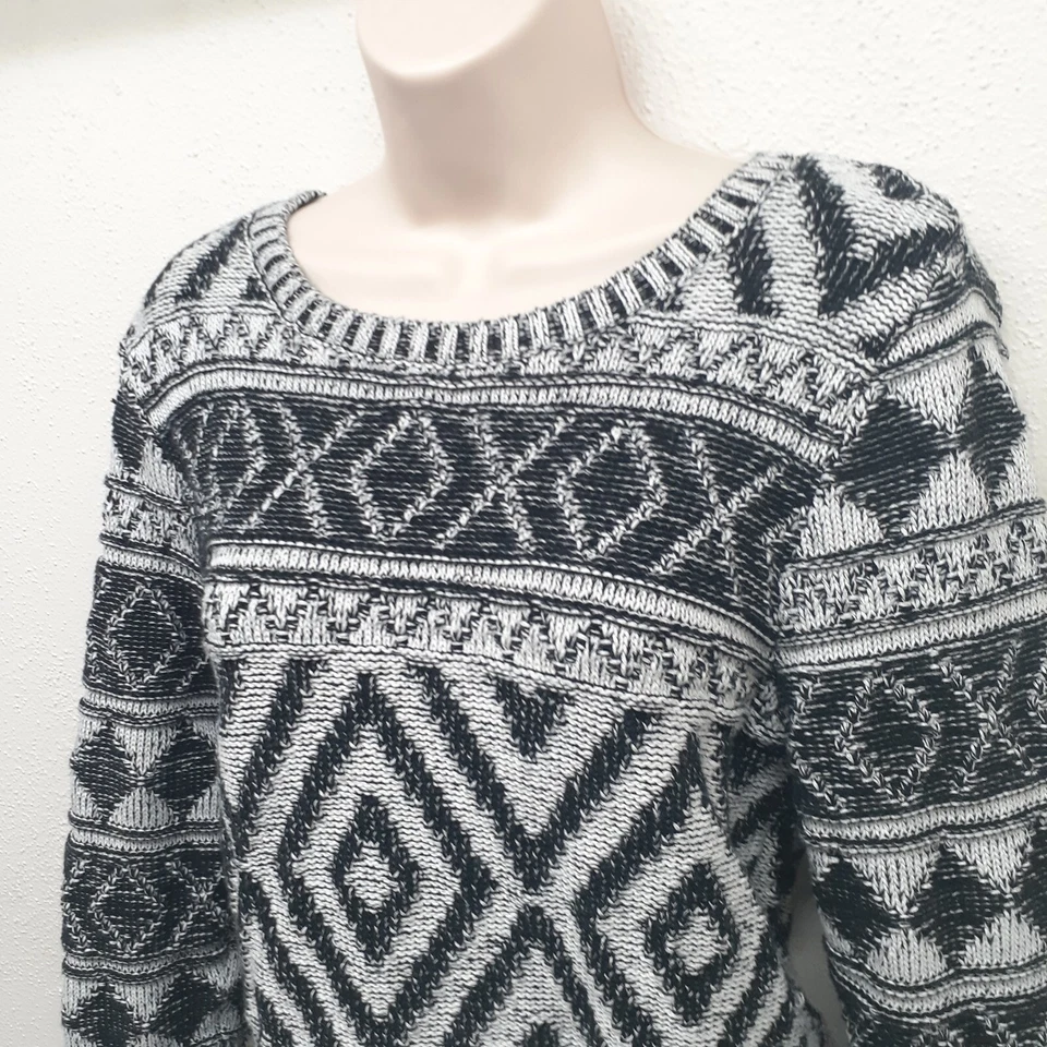 Lucky Brand Cotton Sweater Womens Black and White Size L  - Image 3 of 4