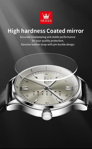 Wasserdichte leuchtende Uhr Quarz OLEVS Herren Business Luxus Datumsarmband Herren - Bild 14 von 21