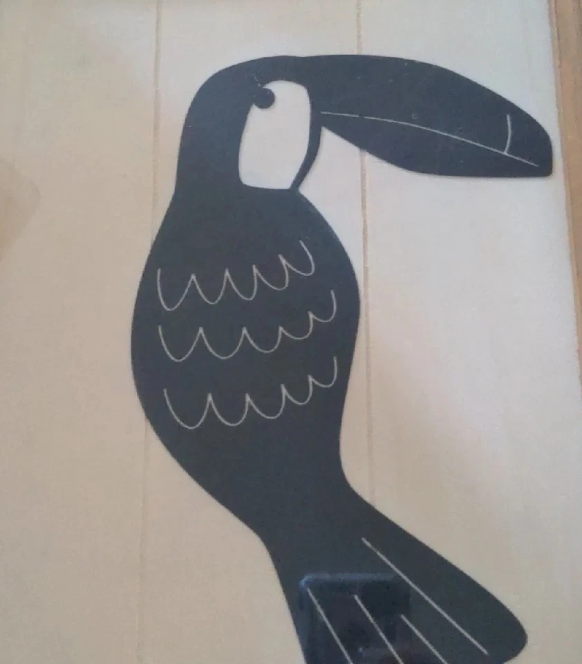 Framed Wall Art Black Metal Toucan On Thin Wooden Background With Small Magnet - Image 4 of 4