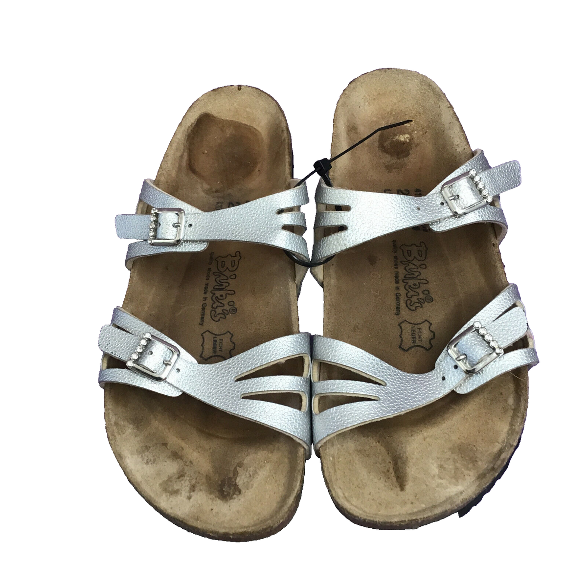 Birkenstock Birkis Size 41 US 10 Silver Moorea Granada Rhinestones
