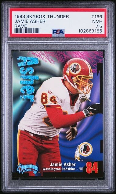 1998 Skybox Thunder JAMIE ASHER Redskins RAVE Rare 62/150 PSA 7.5 Total Pop 1