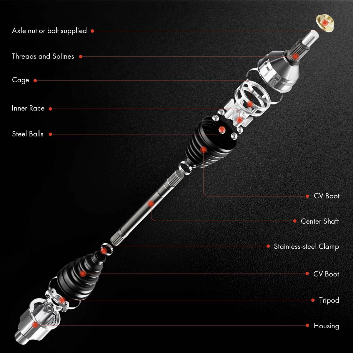 Front Drive Shaft Cardan Avant Droit A-Premium CV Axle Shaft Assembly  Compatible With Honda Civic 2006-2015 Cv Axel A Premium