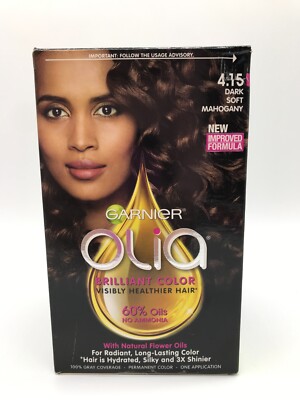 Garnier Olia Brilliant Permanent Hair Dye 4.15 Dark Soft Mahogany.