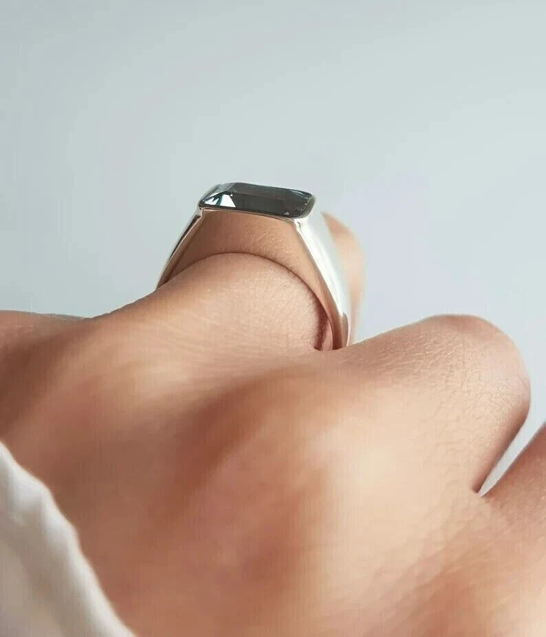 925 Sterling Silber Ring Natürlicher Zertifizierter Aquamarin Astrologischer ... - Bild 2 von 4