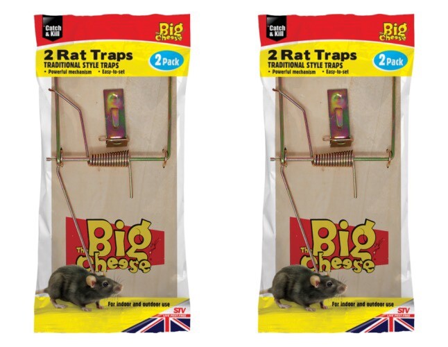 4x The Big Cheese STV Wooden Rat Traps Catcher Traditional Indoor Outdoor