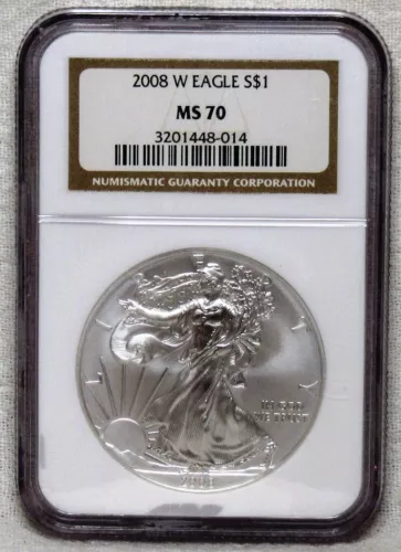 2008 W $1 SILVER EAGLE BURNISHED NGC MS70.  SUPER QUALITY!