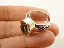 Golden Yellow Citrine Solitaire Ornate 925 Sterling Silver Ring Size 8.25