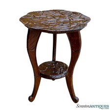 Antique Liberty & Co Art Nouveau Carved Floral Motif Plant Stand Table