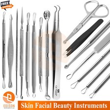 Comedone Extractors Blackhead Tweezers Dermal Curette Nose Scissors Facial Care