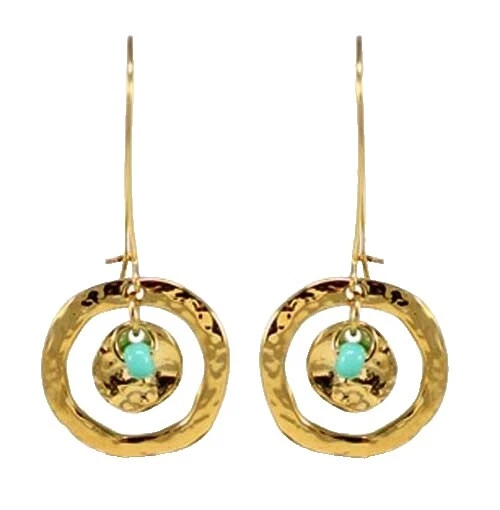 Aro turquesa Pendientes hechos a mano