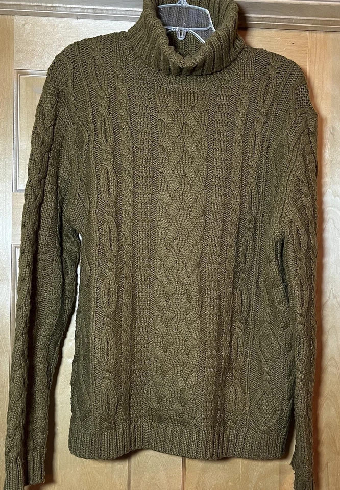 Suéter ASOS M Tejido con Cable Cuello Alto Mezcla de Lana Preppy Academia Twee Pescador Foto 2 de 4