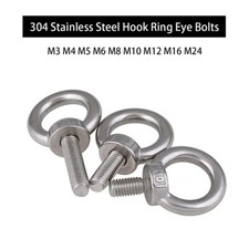 Tornillos de ojo A2 M3 M4 M5 M6 M8 M10 M12 M16 304 tornillo de anillo de gancho de acero inoxidable