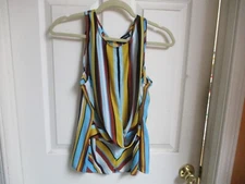 INC International Concepts Size M Striped Sleeveless Twist Front Blouse