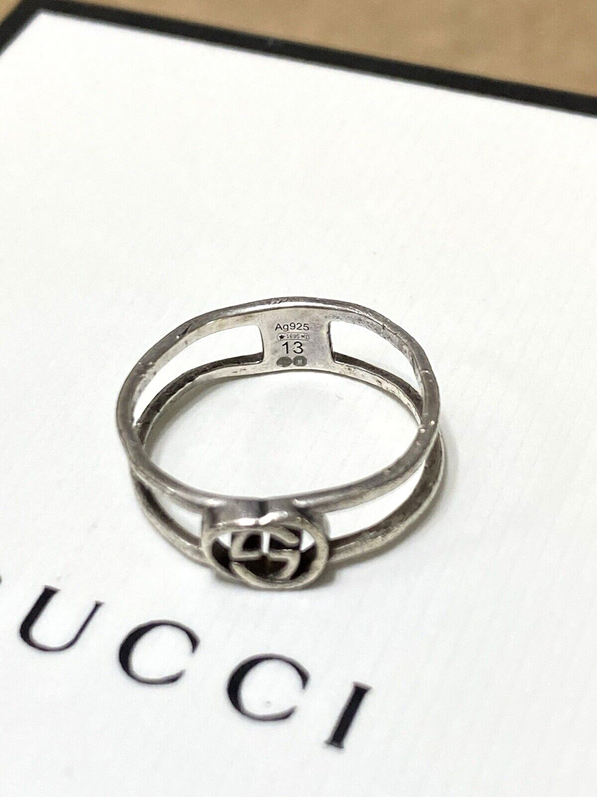 Gucci Interlocking Thin 925 Silver Ring Size 13(U… - image 4