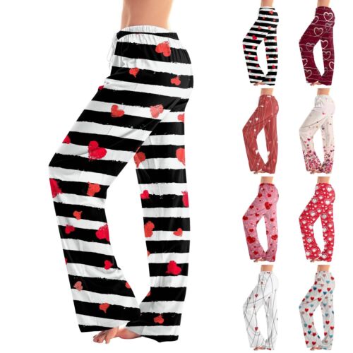 Womens Pajama Pants Sleepwear Casual Drawstring Elastic Waist Pants Comfy