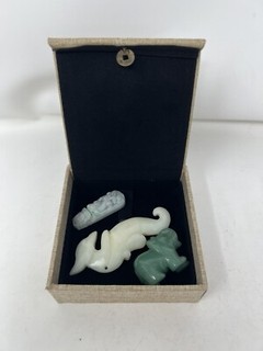 Chinese Vintage Antique Reproduction Jade & Jadeite 3 pcs lot w/Box EE152