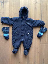 Overall Schneeanzug Winterjacke WalkoveralI Handschuhe Mütze Kinder  blau 74
