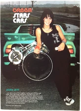 JOAN JETT STARS CARS THE RUNAWAYS VINTAGE 1980'S MAGAZINE PINUP POSTER CLIPPING