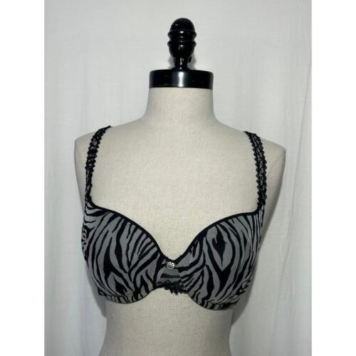 Chantelle Underwired Black Zebra Bra Lined Adjustable Lace Animal Womens 36C
